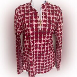 San Soleil UPF 50 Quarter Zip Top - M red /white   Polyester spandex